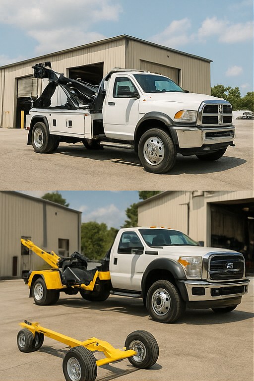 Tow truck and wrecker equipment in Houston shop